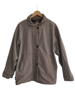 Brandon Thomas Reversible Jacket Men M Plaid Flannel Barn Coat Tan Cotton